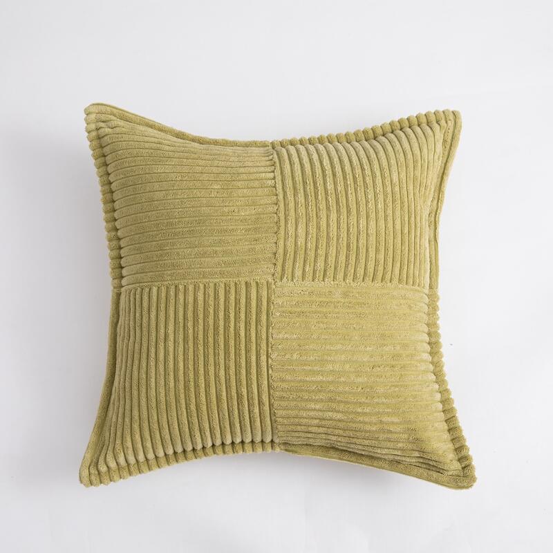 45X45Cm Solid Stripe Cross Embroidery Wide Edge Corduroy Square Cushion Sofa Throw Pillow Single Pillow Case