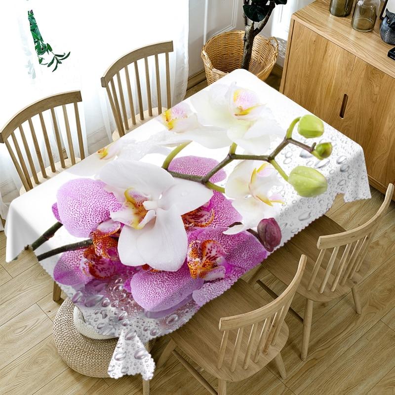 3D Tablecloth Flower Pattern Dustproof Dining Table Table Cloth Wedding Holiday Polyester Table Cover Mantel Mesa