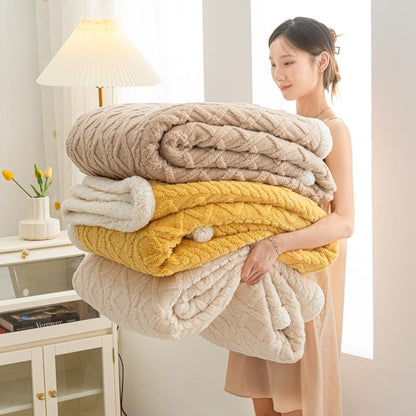 New Jacquard Tafu Plush Blanket with Large Edge Lamb Plush Blanket Office Four Seasons Cover Blanket