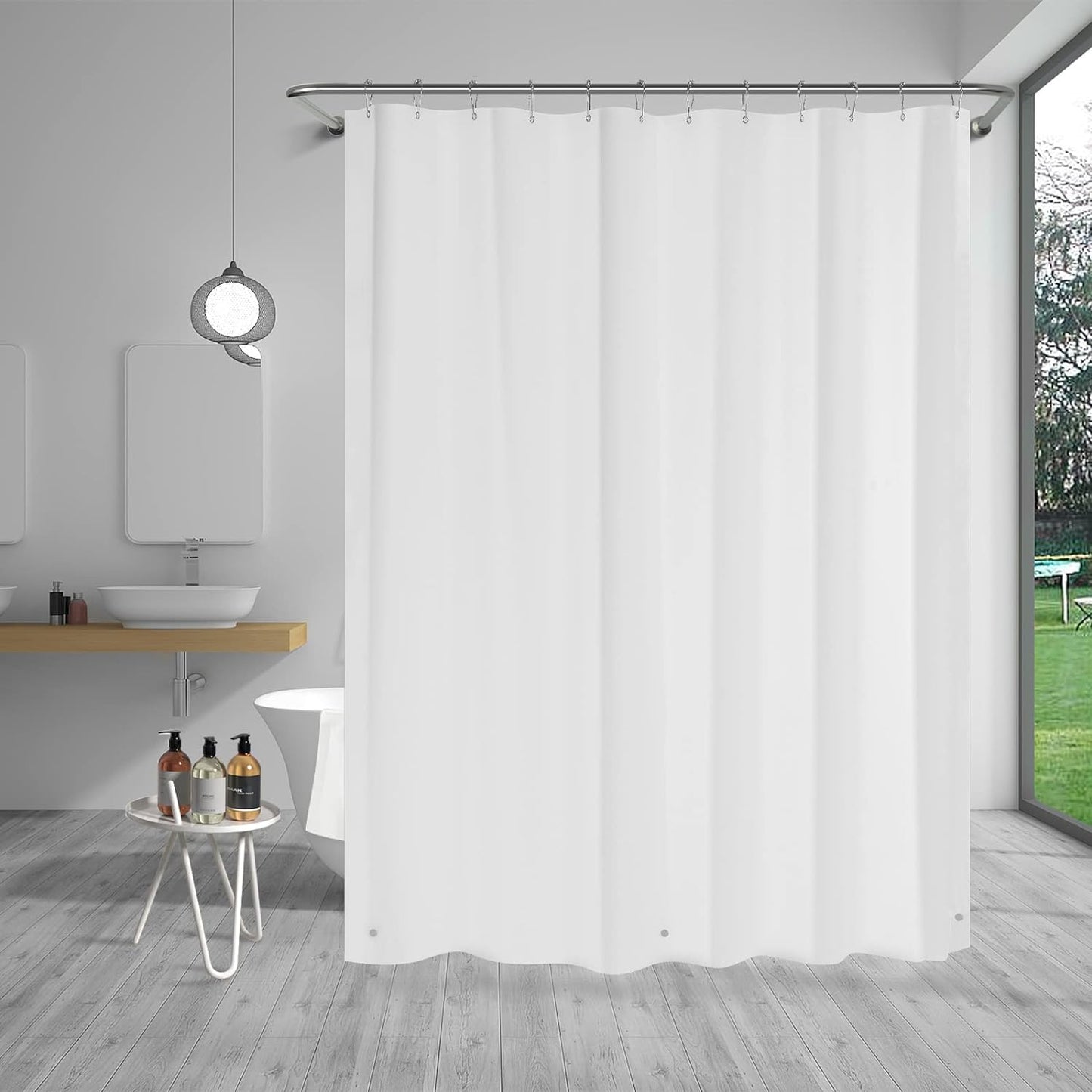 Bath Shower Curtain Liner, 72x72 Plastic White Shower Curtain Liner, Cute Waterproof PEVA Shower Curtains, Lightweight Shower Curtains for Bathroom with Magnets and 12 Rustproof Grommet Holes