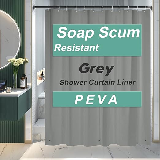 Bath Shower Curtain Liner, 72x72 Plastic White Shower Curtain Liner, Cute Waterproof PEVA Shower Curtains, Lightweight Shower Curtains for Bathroom with Magnets and 12 Rustproof Grommet Holes