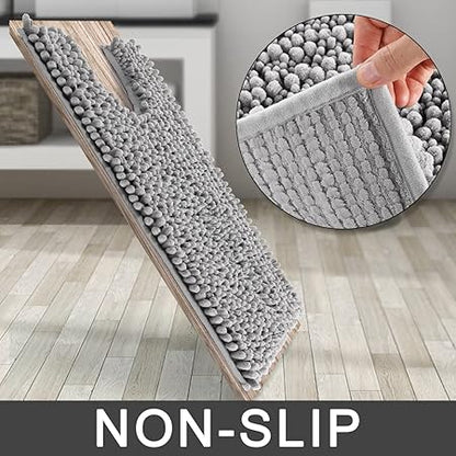 Luxury Shaggy U-Shaped Toilet Rug, Soft Comfortable Contour Mat for Bathroom Floor, 24.4 X 20.4 Inches, Non-Slip Bath Carpet, Maximum Absorbent, Dry Quickly, Machine-Washable, Gray
