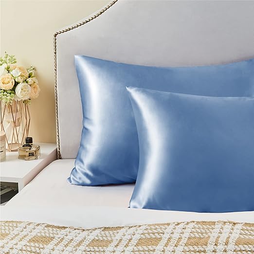 Satin Silk Pillowcase for Hair and Skin, Coral Pillow Cases Standard Size Set of 2 Pack, Super Soft Pillow Case with Envelope Closure (20x26 Inches)