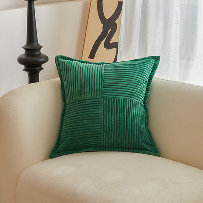 45X45Cm Solid Stripe Cross Embroidery Wide Edge Corduroy Square Cushion Sofa Throw Pillow Single Pillow Case