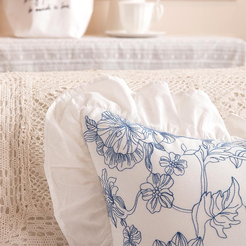 French Romantic Ear Strap Embroidered Coreless Throw Pillow Cushion Cover
