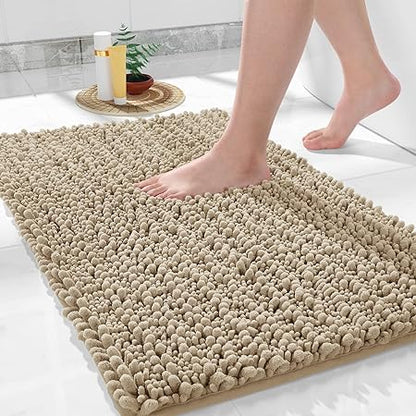 Luxury Shaggy U-Shaped Toilet Rug, Soft Comfortable Contour Mat for Bathroom Floor, 24.4 X 20.4 Inches, Non-Slip Bath Carpet, Maximum Absorbent, Dry Quickly, Machine-Washable, Gray
