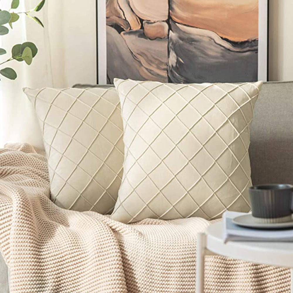 1PC Nuan Series Modern Solid Plaid Pillowcases Sofa Bed Pillow Cover Velvet Soft Cushion Cover Home Decor