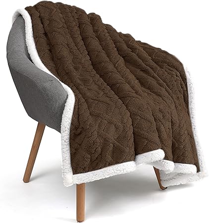 Sherpa Fleece Throw Blanket-3D Stylish Design,Dual Sided Reversible,Super Soft,Fluffy,Warm,Cozy,Plush,Fuzzy for Couch Sofa Bed-All Season Accessories,50 * 70，Beige