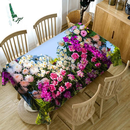 3D Tablecloth Flower Pattern Dustproof Dining Table Table Cloth Wedding Holiday Polyester Table Cover Mantel Mesa