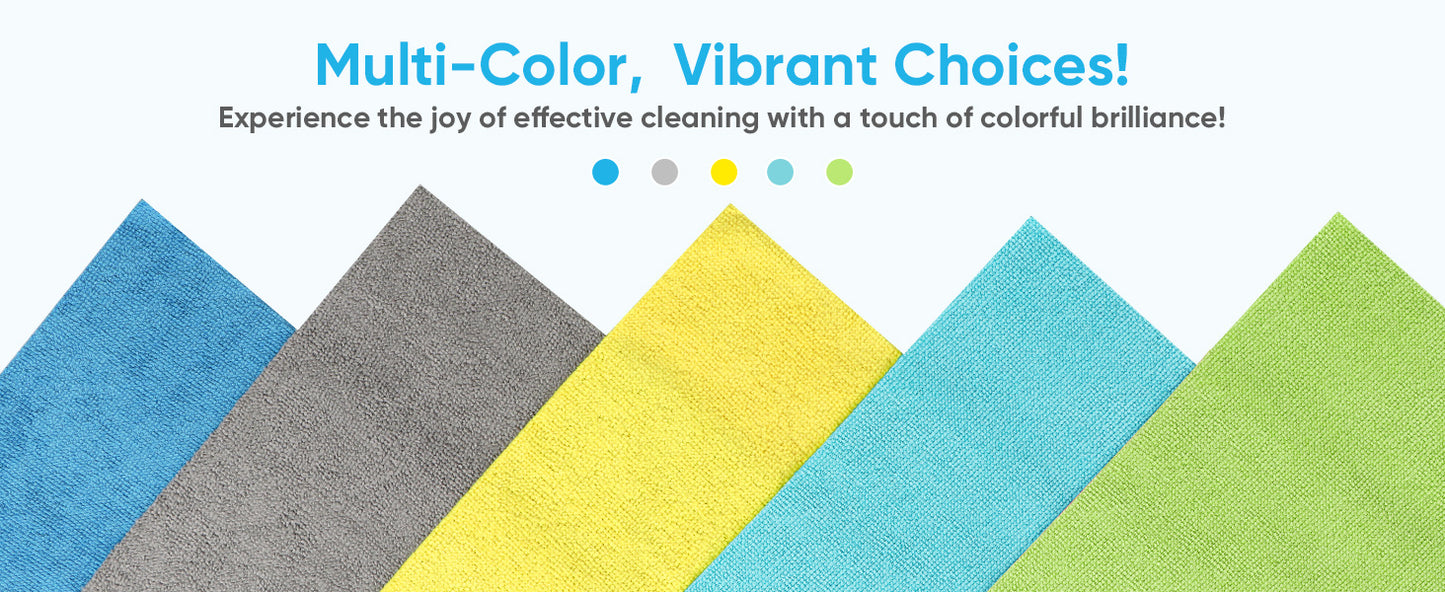 Microfiber Cleaning Cloths 100 Pack, Highly Absorbent Cleaning Towels, Lint Free & Scratch-Free Cleaning Rags for House, Kitchen and Car, Multi-Color Microfiber Towels 11.5 x 11.5 inch