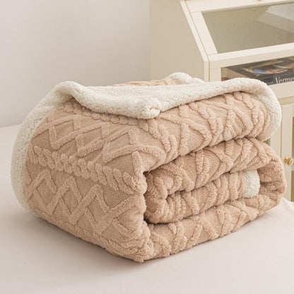 New Jacquard Tafu Plush Blanket with Large Edge Lamb Plush Blanket Office Four Seasons Cover Blanket