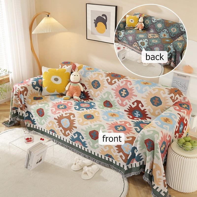 Cartoon Sofa Cover Double Use Beds Blanekets Throw Blanket Picnic Mat With Tassel Sofa Bed Universal Decorative