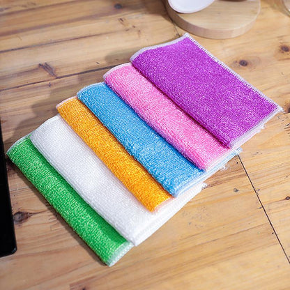 1PC Cleaning Wiping Rags Dish Cloth Double Thickness Bamboo Fiber Home Kitchen Anti-grease