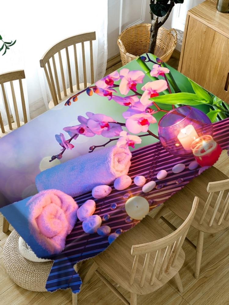 3D Tablecloth Flower Pattern Dustproof Dining Table Table Cloth Wedding Holiday Polyester Table Cover Mantel Mesa