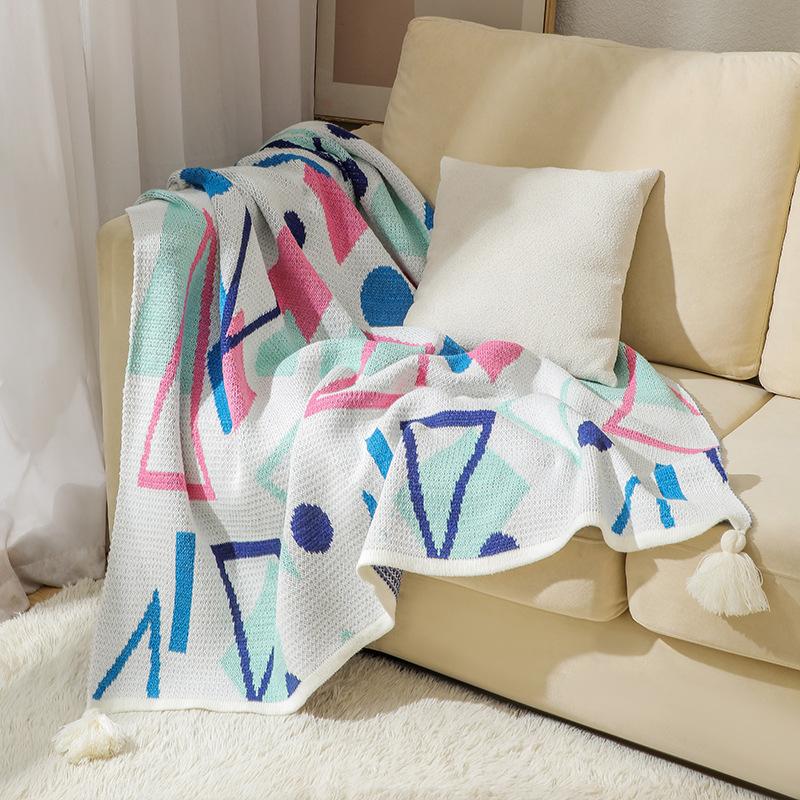 Bohemian Style Sofa Cover Blanket Floating Window Blanket Knitted Blanket Ethnic Style Wave Air Conditioning Blanket Tassel Nap Blanket