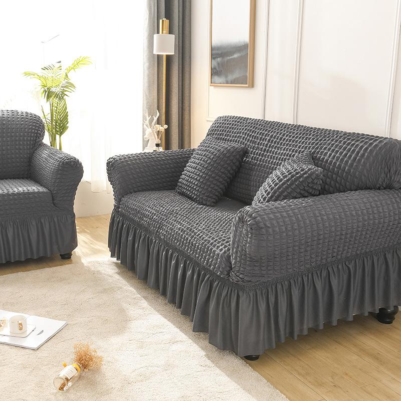 Solid Color Elastic Sofa Cover for Living Room Printed Plaid Stretch Sectional Slipcovers Sofa Couch Cover L Shape 1-4-Seater