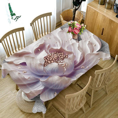 Europe Lotus Tablecloth Green Tropical Plant 3D Flowers Pattern Oxford Cloth Wedding Decor Party Table Cover Nappe De Table